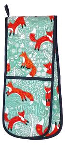Ulster Weavers Foraging Fox Double Oven Glove Blue, White and Orange