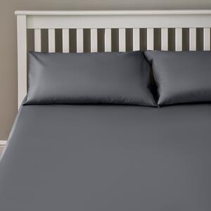 The Willow Manor Easy Care Percale Single Fitted Sheet - Charcoal