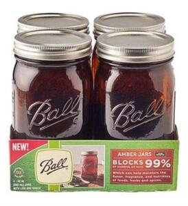 Pack of 4 Ball Mason 946ml Wide Mouth Preserving Jars Orange