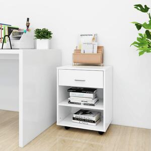 Rolling Cabinet White 46x36x59 cm Chipboard