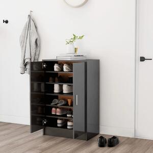 Shoe Cabinet High Gloss Grey 60x35x92 cm Chipboard