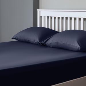 The Willow Manor 100% Cotton Percale Double Fitted Sheet - Midnight