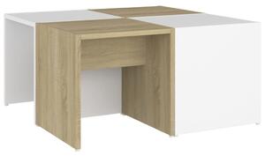 Coffee Tables 4 pcs White and Sonoma Oak 33x33x33 cm Engineered Wood