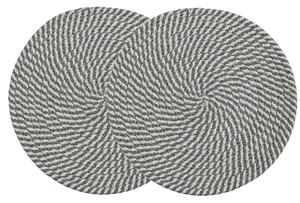 Set of 2 Light Blue Woven Round Placemats Grey/White