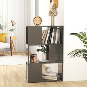 Book Cabinet Room Divider High Gloss Grey 60x24x94 cm Chipboard