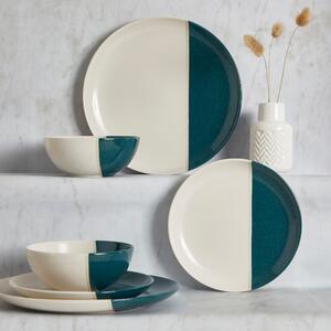 Elements Dipped Teal 12 Piece Dinner Set Green/White