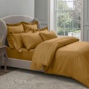 Dorma 300 Thread Count 100% Cotton Sateen Plain Ochre Duvet Cover Yellow