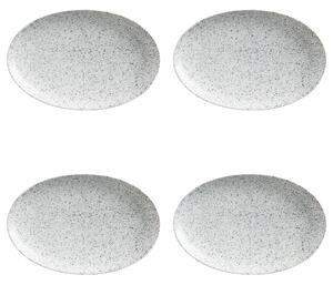 Set of 4 Maxwell & Williams Caviar Speckle Oval Plates Cream/Black