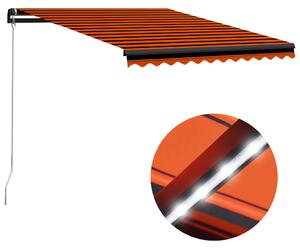 Manual Retractable Awning with LED 300x250 cm Orange and Brown