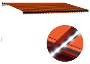 Manual Retractable Awning with LED 600x300 cm Orange and Brown