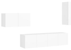 4 Piece TV Cabinet Set White Engineered Wood