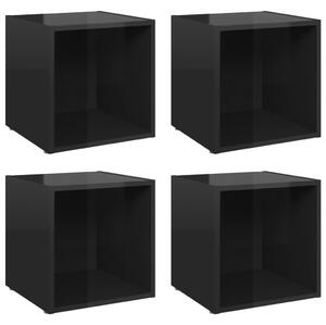 TV Cabinets 4 pcs High Gloss Black 37x35x37 cm Engineered Wood