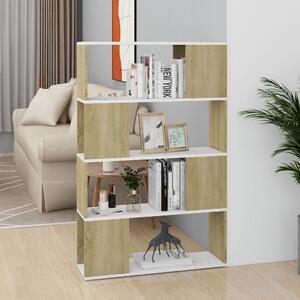Book Cabinet Room Divider White and Sonoma Oak 80x24x124.5 cm