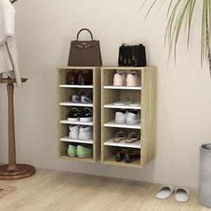 Shoe Cabinets 2 pcs White and Sonoma Oak 31.5x35x70 cm Engineered Wood