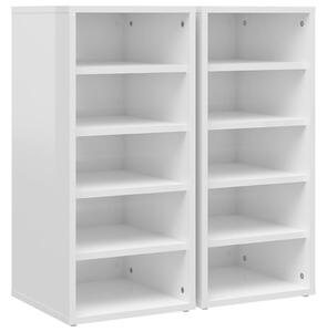 Shoe Cabinets 2 pcs High Gloss White 31.5x35x70 cm Engineered Wood