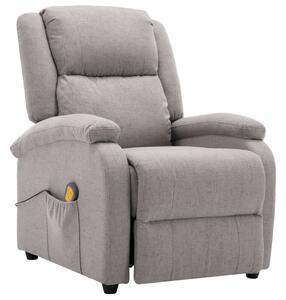 Wing Back Electric Massage Recliner Light Grey Fabric