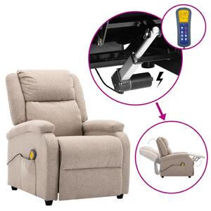 Wing Back Electric Massage Recliner Cream Fabric