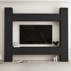 8 Piece TV Cabinet Set Black Chipboard