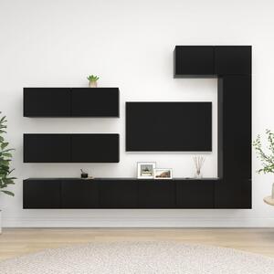 7 Piece TV Cabinet Set Black Chipboard