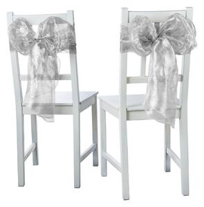 6 Piece Chair Bows Metallic Organza - Silver