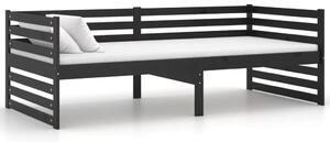Day Bed Black Solid Pinewood 90x200 cm