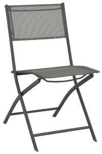 Folding Outdoor Chairs 4 pcs Grey Steel and Textilene