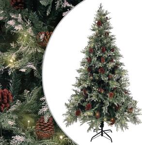 Christmas Tree with LEDs&Pine Cones Green&White 195 cm PVC&PE
