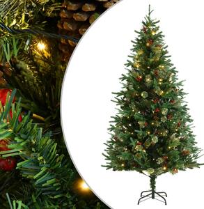 Christmas Tree with LEDs&Pine Cones Green 195 cm PVC&PE