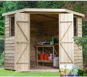 7x7ft Forest Overlap Pressure Treated Corner Shed