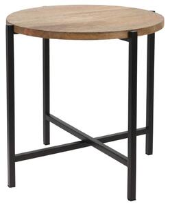 Ambiance End Table Round Wood and Metal 42 cm