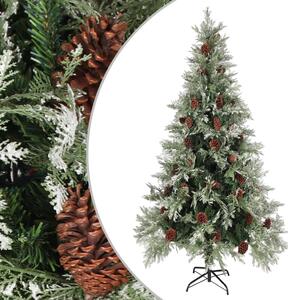 Christmas Tree with Pine Cones Green and White 225 cm PVC&PE