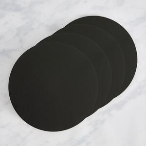 Set of 4 Painted Wooden Round Placemats Black