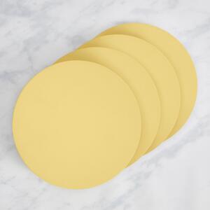 Set of 4 Painted Wooden Round Placemats Yellow