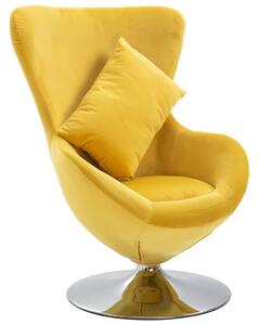 Swivel Egg Chair with Cushion Yellow Velvet