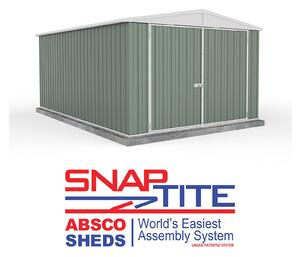 Absco 10 x 15ft Utility Workshop Apex Metal Shed - Green