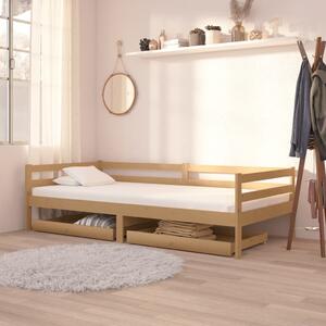 Day Bed Drawers 2 pcs Honey Brown Solid Pinewood