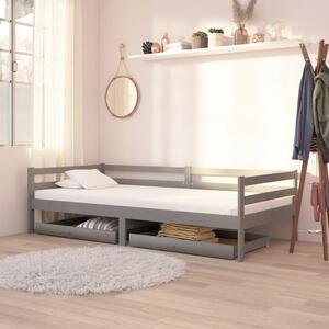 Day Bed Drawers 2 pcs Grey Solid Pinewood