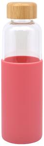 Glass and Silicone Pastel Coral 650ml Bottle Coral/Clear