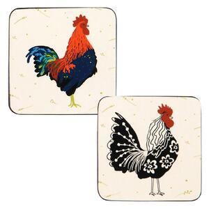 Set of 4 Ulster Weavers Rooster Coasters Off White/Blue/Red