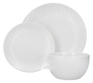 Quilted White 12 Piece Dinner Set White