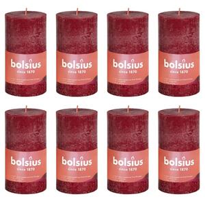 Bolsius Rustic Pillar Candles Shine 8 pcs 100x50 mm Velvet Red