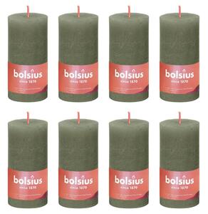 Bolsius Rustic Pillar Candles Shine 8 pcs 100x50 mm Fresh Olive