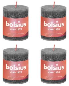 Bolsius Rustic Pillar Candles Shine 4 pcs 80x68 mm Stormy Grey