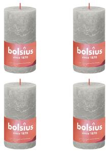 Bolsius Rustic Pillar Candles Shine 4 pcs 130x68 mm Sandy Grey