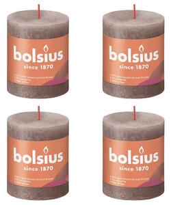 Bolsius Rustic Pillar Candles Shine 4 pcs 80x68 mm Rustic Taupe