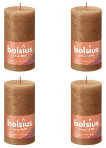 Bolsius Rustic Pillar Candles Shine 4 pcs 130x68 mm Spice Brown