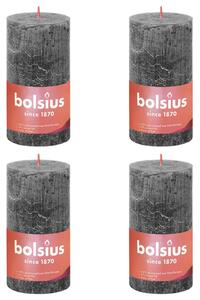 Bolsius Rustic Pillar Candles Shine 4 pcs 130x68 mm Stormy Grey