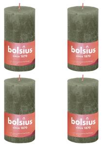Bolsius Rustic Pillar Candles Shine 4 pcs 130x68 mm Fresh Olive