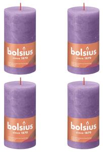 Bolsius Rustic Pillar Candles Shine 4 pcs 130x68 mm Vibrant Violet