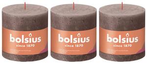 Bolsius Rustic Pillar Candles Shine 3 pcs 100x100 mm Rustic Taupe